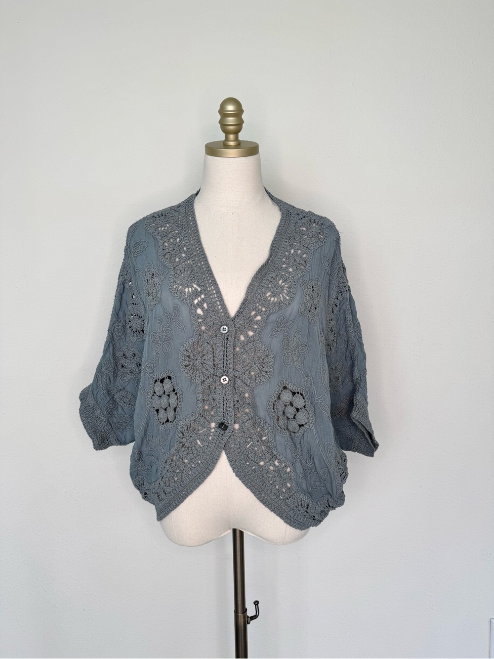 Crochet Cardigan — Grey - Picture 2 of 5